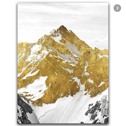 Mystical Golden Mountain Landscape Wall Art Fine Art Canvas Prints Abstract Nordic Pictures For Modern Living | Home&so-Homeandso