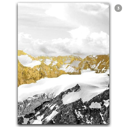 Mystical Golden Mountain Landscape Wall Art Fine Art Canvas Prints Abstract Nordic Pictures For Modern Living | Home&so-Homeandso