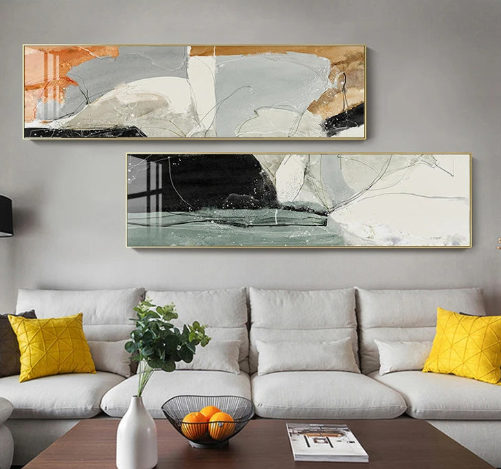 Nordic Geomorphic Abstract Wide Format Wall Art Fine Art Canvas Prints Modern Pictures For Above The Bed Contemporary Living Room Art For Above The Sofa | Home&so-Homeandso