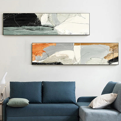 Nordic Geomorphic Abstract Wide Format Wall Art Fine Art Canvas Prints Modern Pictures For Above The Bed Contemporary Living Room Art For Above The Sofa | Home&so-Homeandso