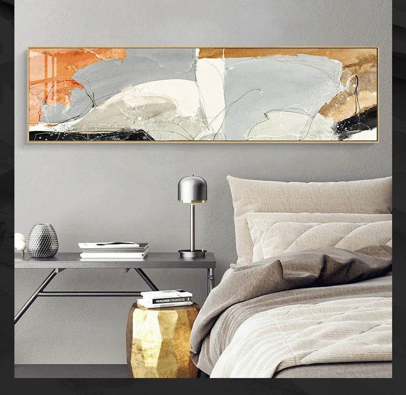 Nordic Geomorphic Abstract Wide Format Wall Art Fine Art Canvas Prints Modern Pictures For Above The Bed Contemporary Living Room Art For Above The Sofa | Home&so-Homeandso