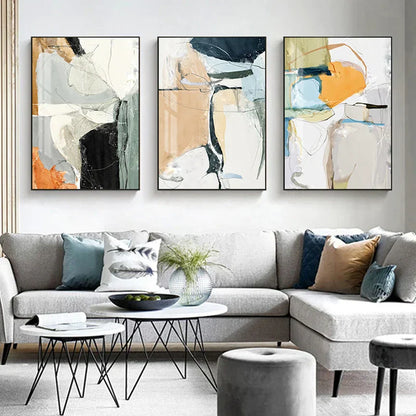 Nordic Geomorphic Color Chaos Abstract Wall Art Fine Art Canvas Prints Pictures For Modern Apartment Living Room Contemporary Home Decor | Home&so-Homeandso