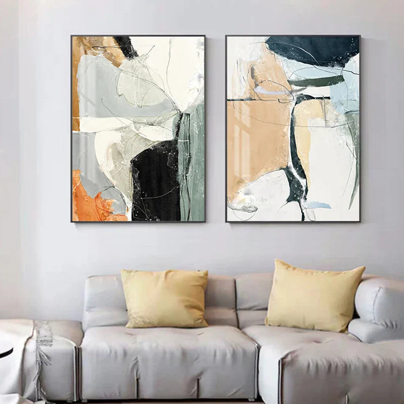 Nordic Geomorphic Color Chaos Abstract Wall Art Fine Art Canvas Prints Pictures For Modern Apartment Living Room Contemporary Home Decor | Home&so-Homeandso