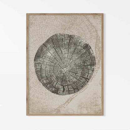 Rustic Tree Rings Abstract Nordic Wall Art Fine Art Canvas Prints Neutral Tones Beige/Gray/Black Wood Pictures For Living Room Dining Room Art Decor | Home&so-Homeandso