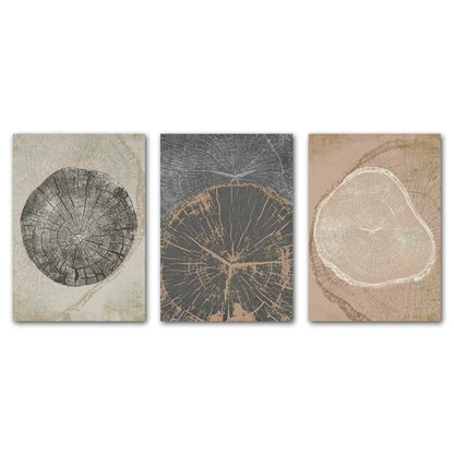 Rustic Tree Rings Abstract Nordic Wall Art Fine Art Canvas Prints Neutral Tones Beige/Gray/Black Wood Pictures For Living Room Dining Room Art Decor | Home&so-Homeandso