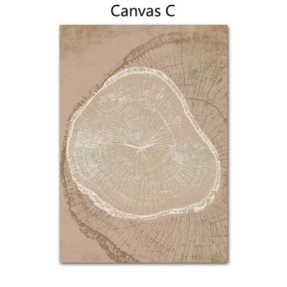 Rustic Tree Rings Abstract Nordic Wall Art Fine Art Canvas Prints Neutral Tones Beige/Gray/Black Wood Pictures For Living Room Dining Room Art Decor | Home&so-Homeandso