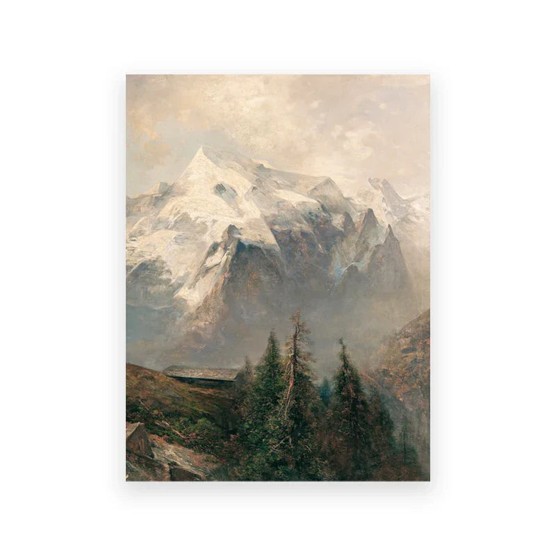 Rustic Vintage Landscape Oil Painting Mountain Forest Wall Art Fine Art Canvas Prints Gallery Wall Pictures For Living Room Dining Room Art Decoration | Home&so-Homeandso