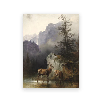 Rustic Vintage Landscape Oil Painting Mountain Forest Wall Art Fine Art Canvas Prints Gallery Wall Pictures For Living Room Dining Room Art Decoration | Home&so-Homeandso