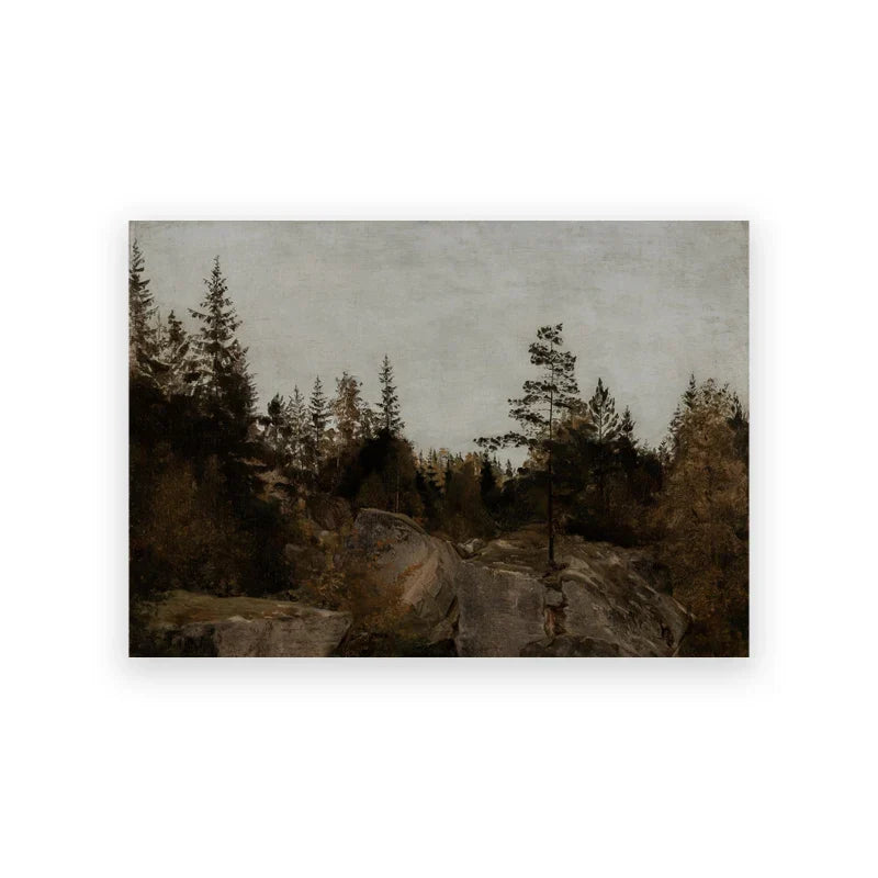 Rustic Vintage Landscape Oil Painting Mountain Forest Wall Art Fine Art Canvas Prints Gallery Wall Pictures For Living Room Dining Room Art Decoration | Home&so-Homeandso