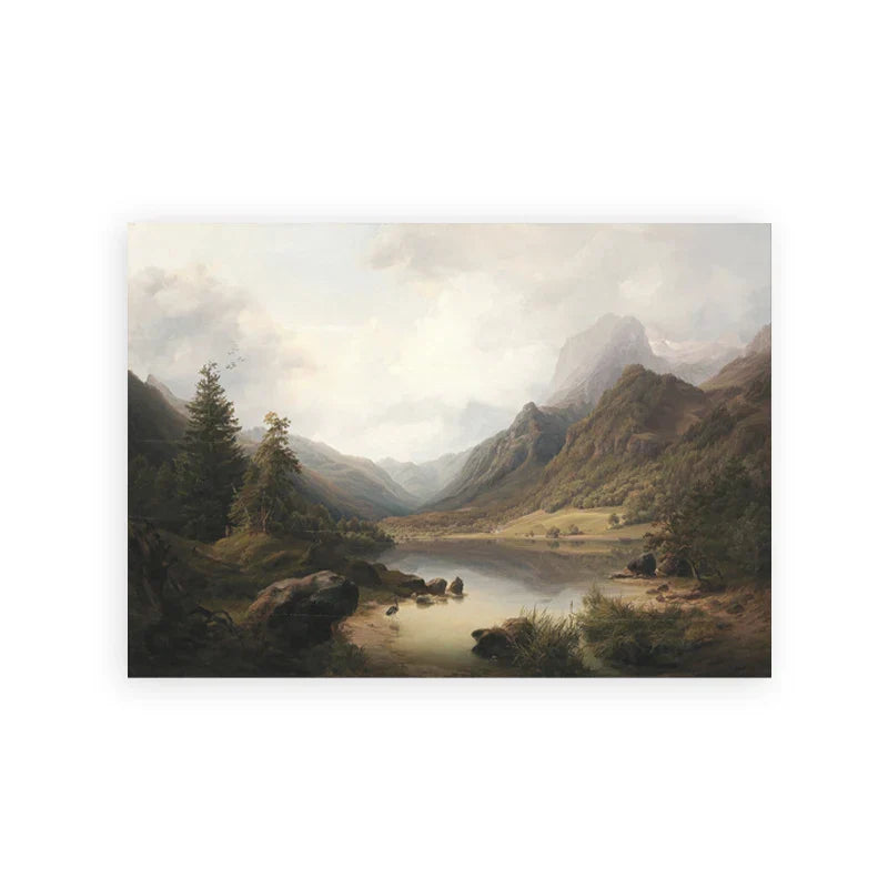 Rustic Vintage Landscape Oil Painting Mountain Forest Wall Art Fine Art Canvas Prints Gallery Wall Pictures For Living Room Dining Room Art Decoration | Home&so-Homeandso