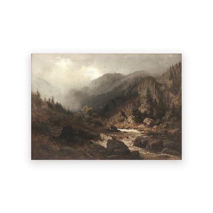 Rustic Vintage Landscape Oil Painting Mountain Forest Wall Art Fine Art Canvas Prints Gallery Wall Pictures For Living Room Dining Room Art Decoration | Home&so-Homeandso
