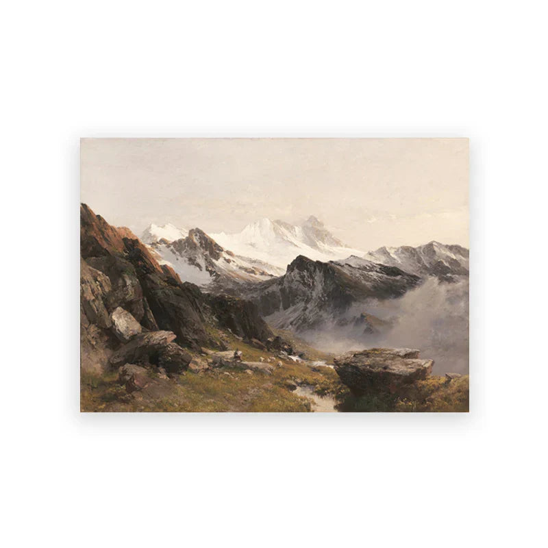 Rustic Vintage Landscape Oil Painting Mountain Forest Wall Art Fine Art Canvas Prints Gallery Wall Pictures For Living Room Dining Room Art Decoration | Home&so-Homeandso