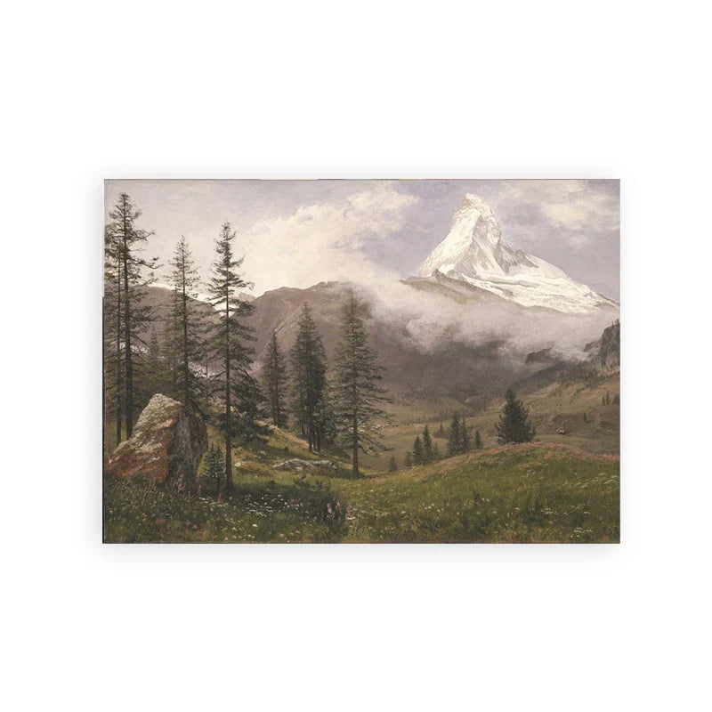 Rustic Vintage Landscape Oil Painting Mountain Forest Wall Art Fine Art Canvas Prints Gallery Wall Pictures For Living Room Dining Room Art Decoration | Home&so-Homeandso