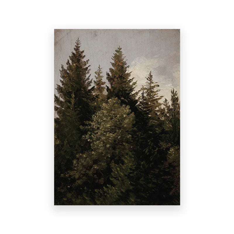 Rustic Vintage Landscape Oil Painting Mountain Forest Wall Art Fine Art Canvas Prints Gallery Wall Pictures For Living Room Dining Room Art Decoration | Home&so-Homeandso