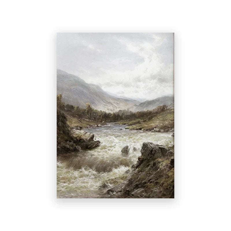 Rustic Vintage Landscape Oil Painting Mountain Forest Wall Art Fine Art Canvas Prints Gallery Wall Pictures For Living Room Dining Room Art Decoration | Home&so-Homeandso