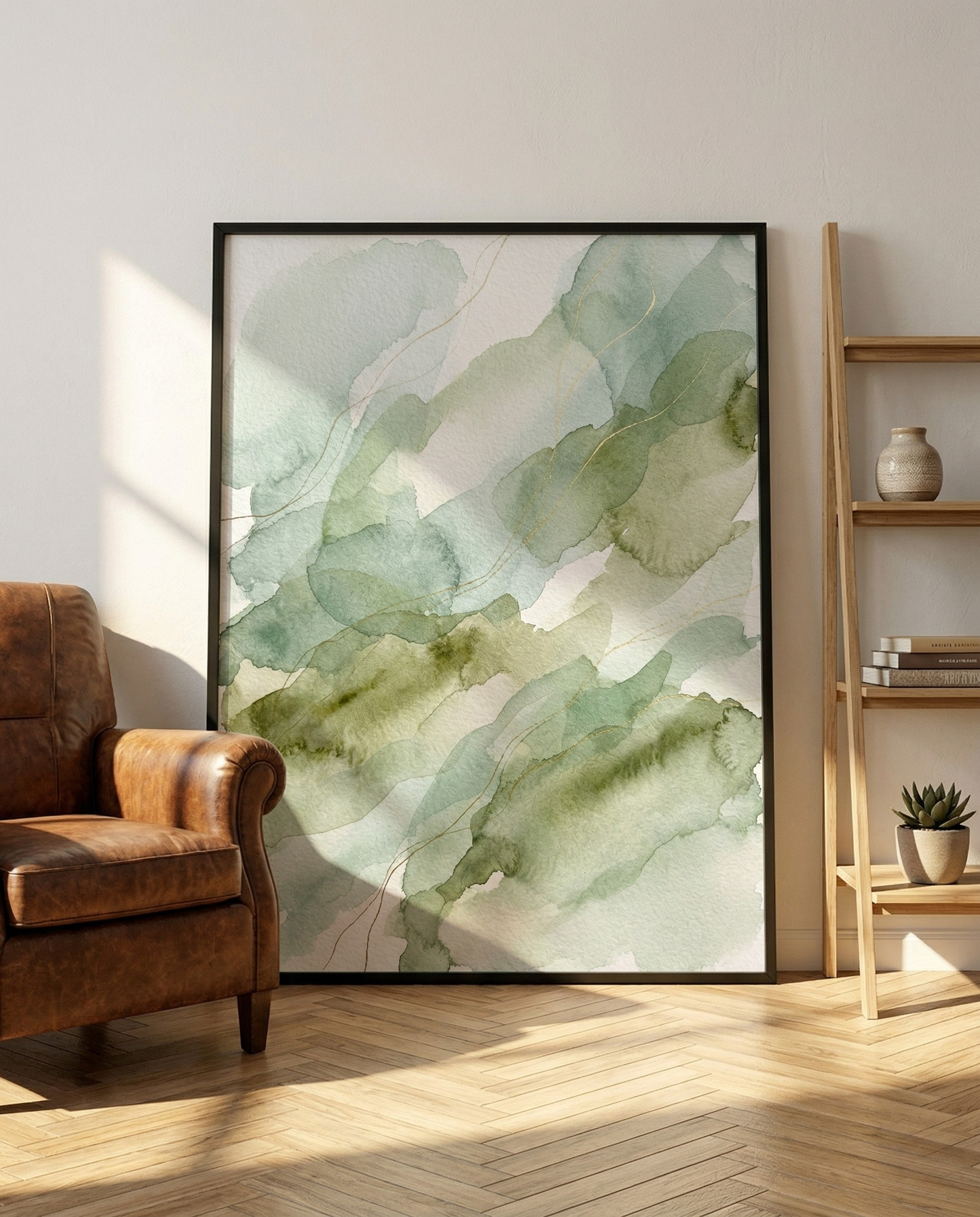 Sage Mist - Sage & Olive Watercolour Framed Print-Homeandso