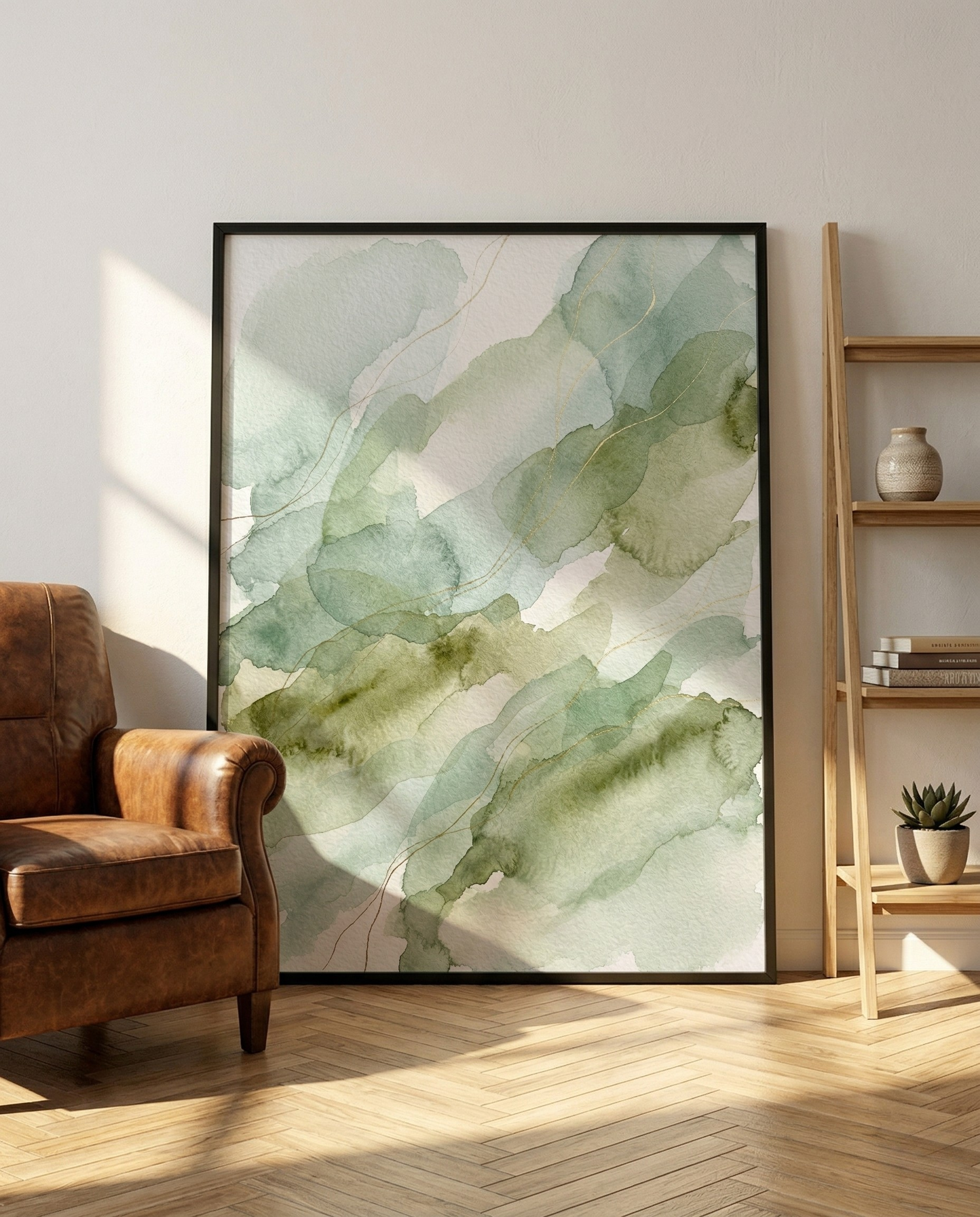 Sage Mist - Sage & Olive Watercolour Framed Print-Homeandso