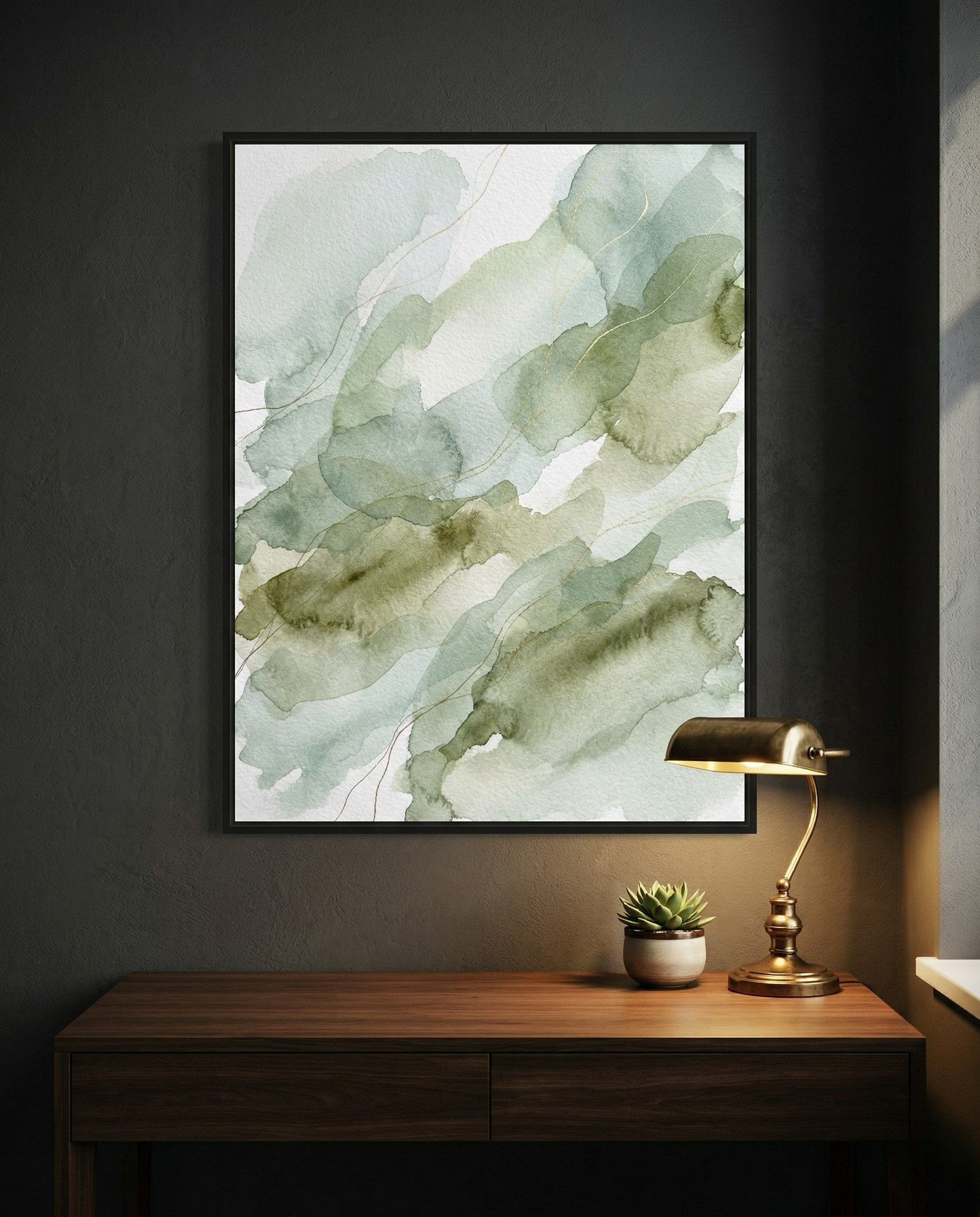 Sage Mist - Sage & Olive Watercolour Framed Print-Homeandso