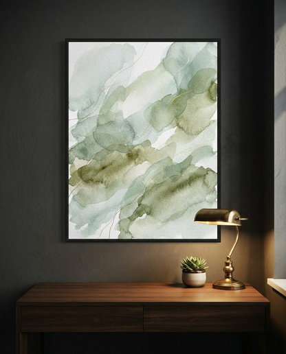 Sage Mist - Sage & Olive Watercolour Framed Print-Homeandso