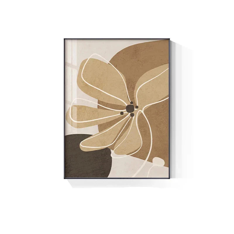 Simple Beige Brown Floral Abstract Wall Art Fine Art Canvas Prints Minimalist Pictures For Modern Apartment Living Room Bedroom Art For Contemporary Interiors | Home&so-Homeandso