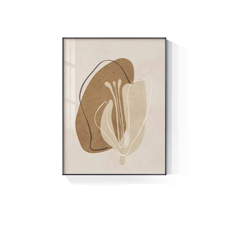 Simple Beige Brown Floral Abstract Wall Art Fine Art Canvas Prints Minimalist Pictures For Modern Apartment Living Room Bedroom Art For Contemporary Interiors | Home&so-Homeandso