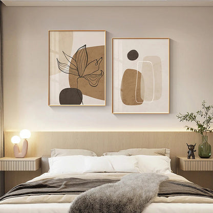 Simple Beige Brown Floral Abstract Wall Art Fine Art Canvas Prints Minimalist Pictures For Modern Apartment Living Room Bedroom Art For Contemporary Interiors | Home&so-Homeandso