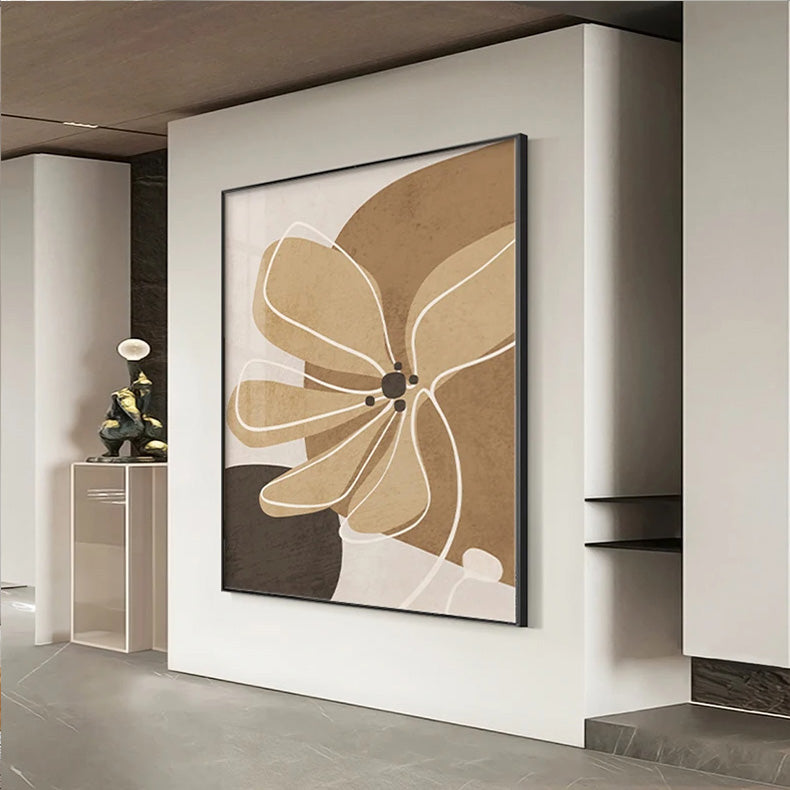 Simple Beige Brown Floral Abstract Wall Art Fine Art Canvas Prints Minimalist Pictures For Modern Apartment Living Room Bedroom Art For Contemporary Interiors | Home&so-Homeandso