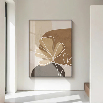 Simple Beige Brown Floral Abstract Wall Art Fine Art Canvas Prints Minimalist Pictures For Modern Apartment Living Room Bedroom Art For Contemporary Interiors | Home&so-Homeandso