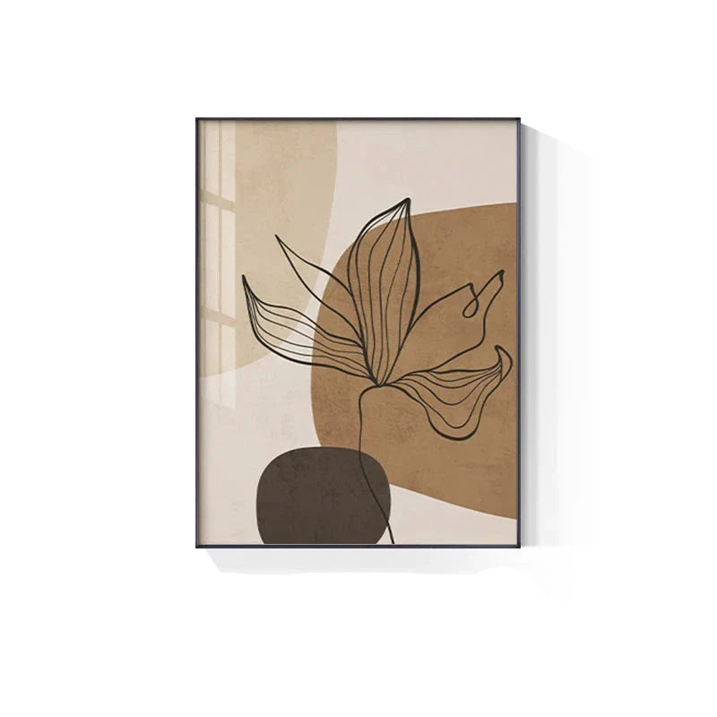 Simple Beige Brown Floral Abstract Wall Art Fine Art Canvas Prints Minimalist Pictures For Modern Apartment Living Room Bedroom Art For Contemporary Interiors | Home&so-Homeandso