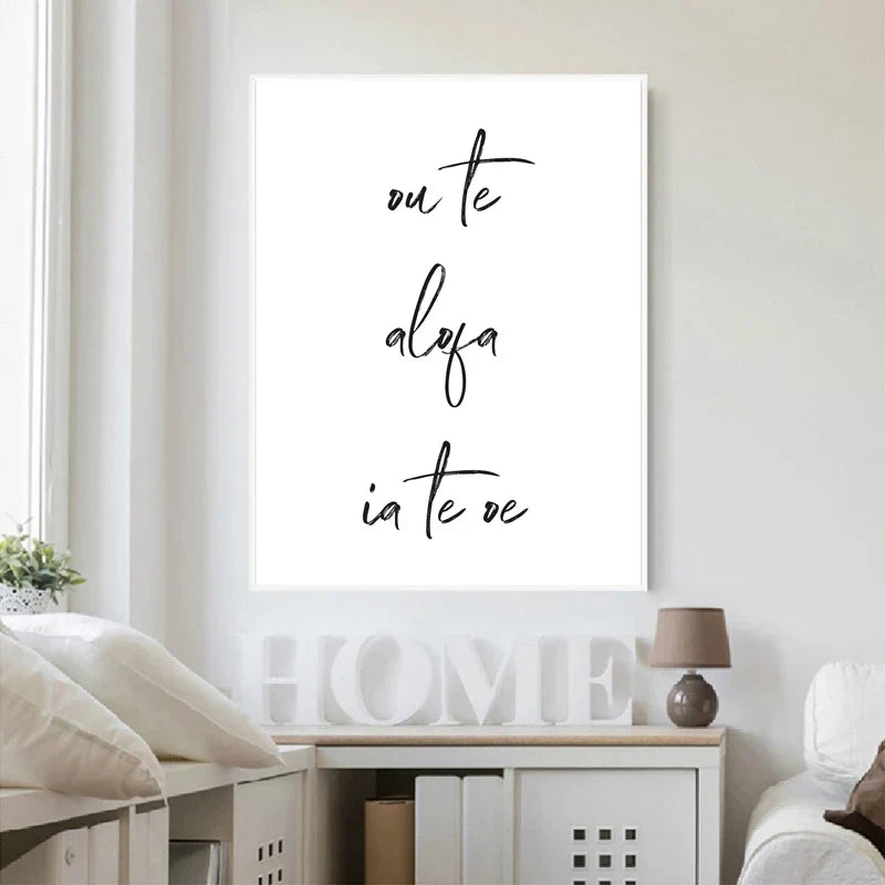 South Pacific Love Quotes Poster Wall Art Fine Art Canvas Prints Minimalist Black White Elegant Typographic Wall Art Pictures For Living Room Bedroom Art Decor | Home&so-Homeandso