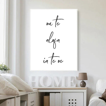 South Pacific Love Quotes Poster Wall Art Fine Art Canvas Prints Minimalist Black White Elegant Typographic Wall Art Pictures For Living Room Bedroom Art Decor | Home&so-Homeandso