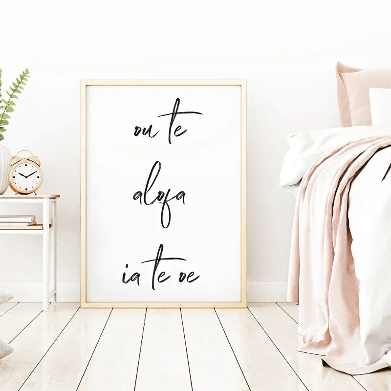 South Pacific Love Quotes Poster Wall Art Fine Art Canvas Prints Minimalist Black White Elegant Typographic Wall Art Pictures For Living Room Bedroom Art Decor | Home&so-Homeandso