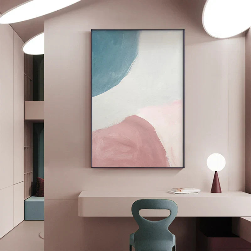 Subtle Shades Of Pink & Blue Watercolor Abstract Wall Art Fine Art Canvas Prints For Modern Apartment Living Room Bedroom Art For Contemporary Interiors | Home&so-Homeandso