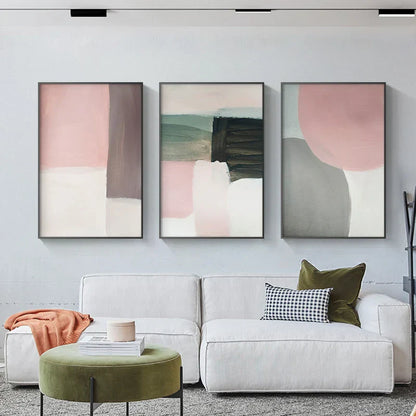 Subtle Shades Of Pink & Blue Watercolor Abstract Wall Art Fine Art Canvas Prints For Modern Apartment Living Room Bedroom Art For Contemporary Interiors | Home&so-Homeandso