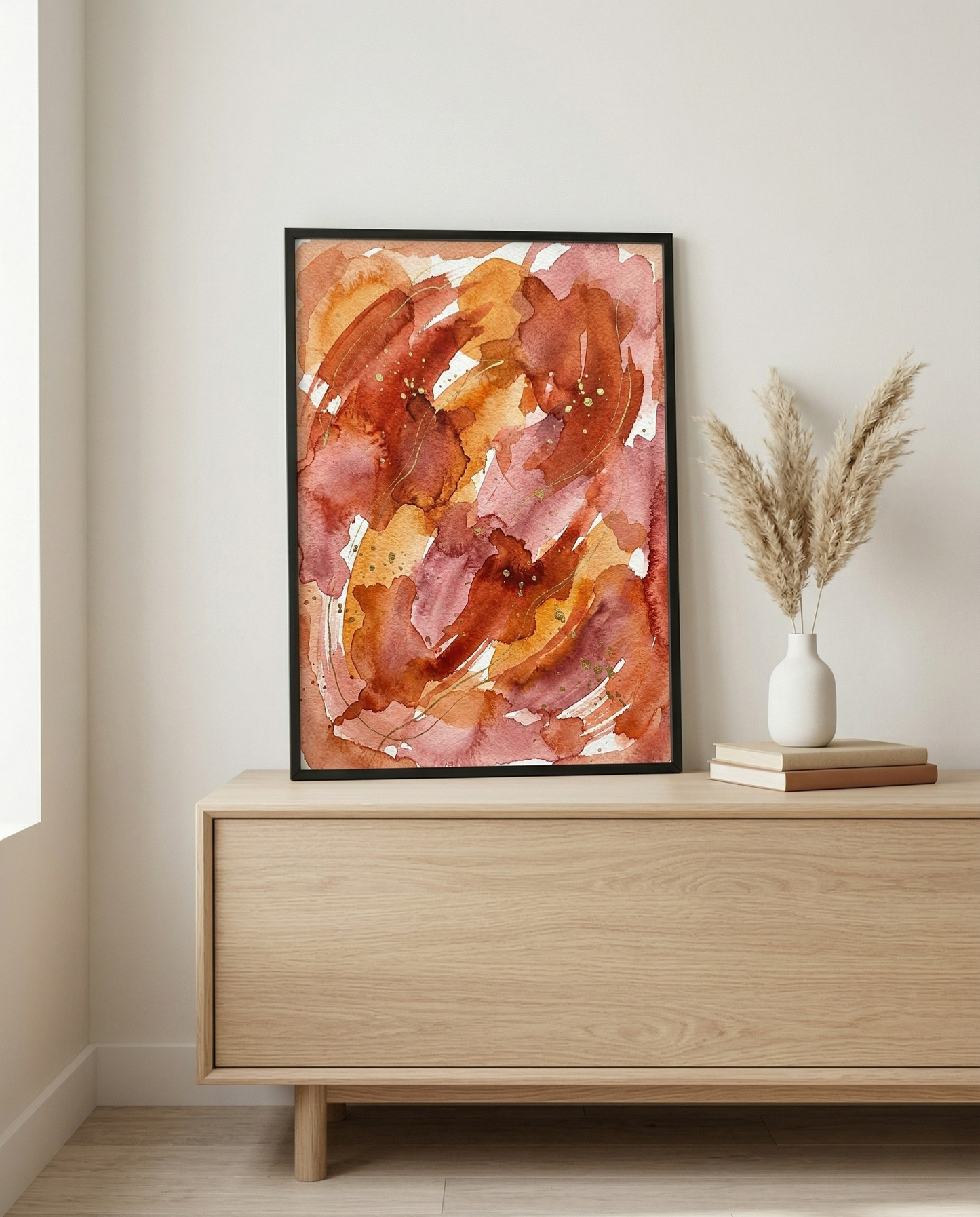 Terracotta Bloom - Rust & Burnt Orange Abstract Framed Print-Homeandso
