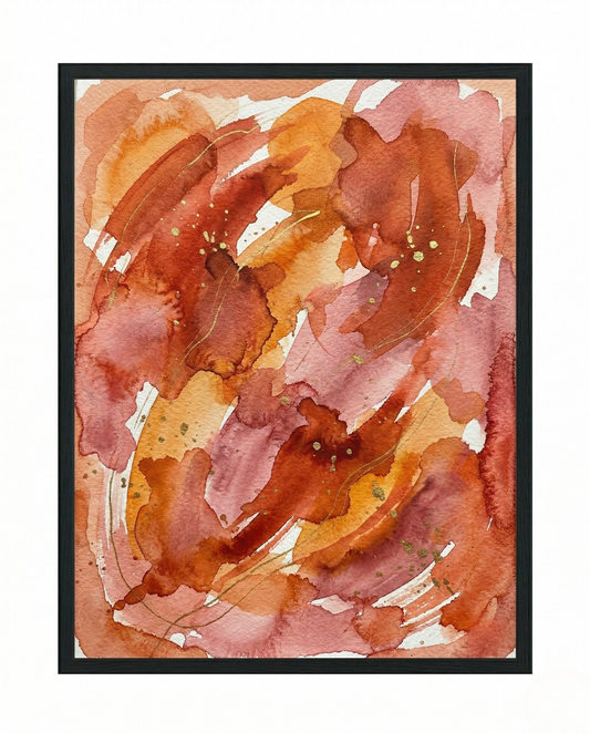 Terracotta Bloom - Rust & Burnt Orange Abstract Framed Print-Homeandso