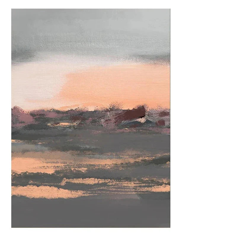 Tranquil Peachy Grey Abstract Landscape Canvas Print Wall Art For Living Room - Modern Wall Art for Contemporary Interiors | Home&so-Homeandso