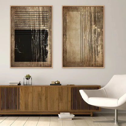 Urban Vintage Golden Brown Black Abstract Wall Art Fine Art Canvas Prints Pictures For Modern Apartment Living Room Dining Room Home Office Decor | Home&so-Homeandso