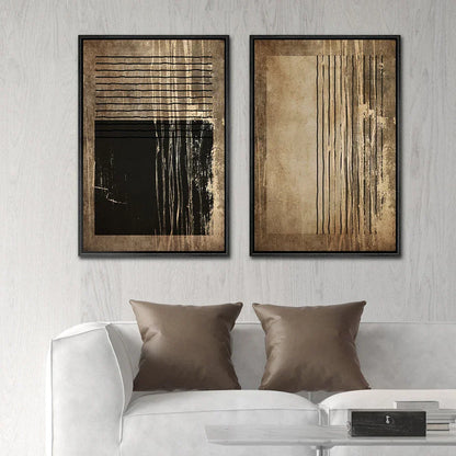 Urban Vintage Golden Brown Black Abstract Wall Art Fine Art Canvas Prints Pictures For Modern Apartment Living Room Dining Room Home Office Decor | Home&so-Homeandso
